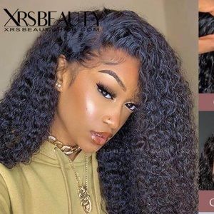 XRS Human Hair Kinky Curly Invisible Lace Wig 16"